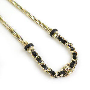 CHANEL Black Leather Coco Mark Necklace